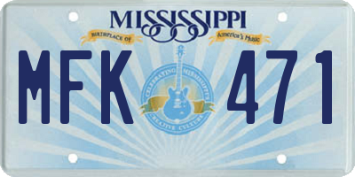 MS license plate MFK471