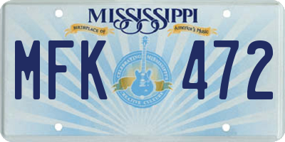 MS license plate MFK472