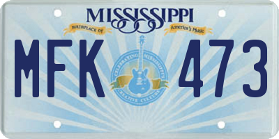 MS license plate MFK473