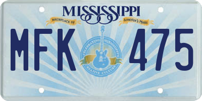 MS license plate MFK475