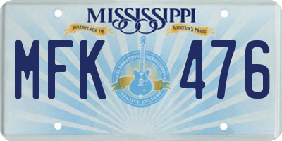 MS license plate MFK476