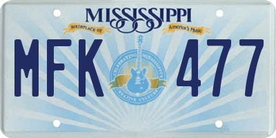 MS license plate MFK477