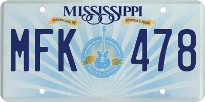 MS license plate MFK478