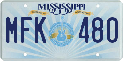 MS license plate MFK480