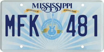 MS license plate MFK481