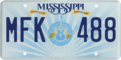MS license plate MFK488