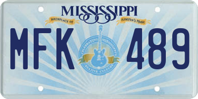 MS license plate MFK489