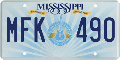 MS license plate MFK490