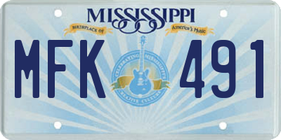 MS license plate MFK491
