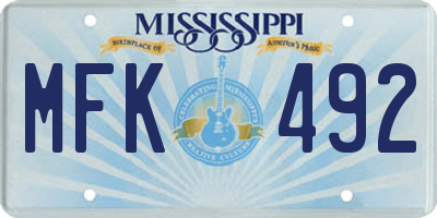 MS license plate MFK492