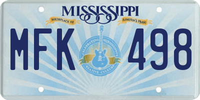 MS license plate MFK498