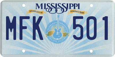 MS license plate MFK501
