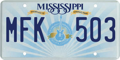MS license plate MFK503