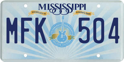 MS license plate MFK504