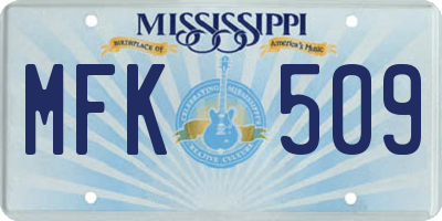 MS license plate MFK509