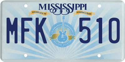 MS license plate MFK510