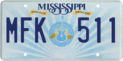 MS license plate MFK511