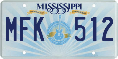 MS license plate MFK512