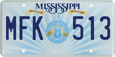 MS license plate MFK513
