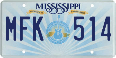 MS license plate MFK514