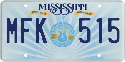 MS license plate MFK515