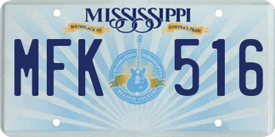 MS license plate MFK516