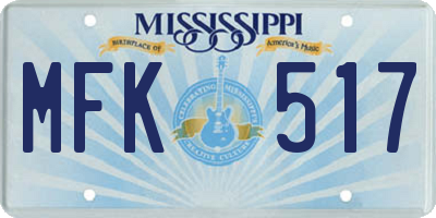 MS license plate MFK517