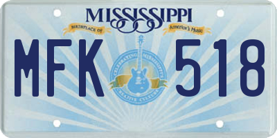 MS license plate MFK518