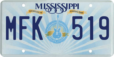 MS license plate MFK519