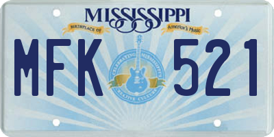 MS license plate MFK521