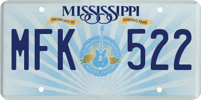 MS license plate MFK522