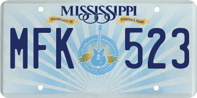 MS license plate MFK523