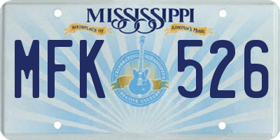 MS license plate MFK526