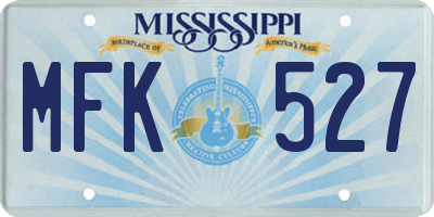 MS license plate MFK527