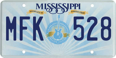 MS license plate MFK528