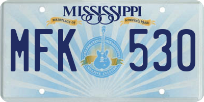 MS license plate MFK530