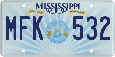 MS license plate MFK532
