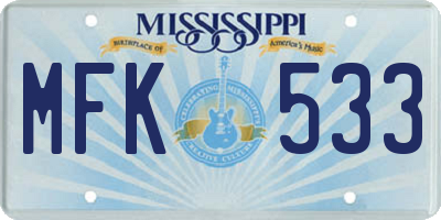 MS license plate MFK533