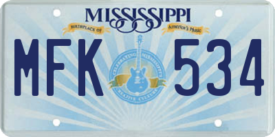 MS license plate MFK534