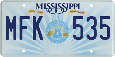 MS license plate MFK535