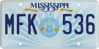 MS license plate MFK536
