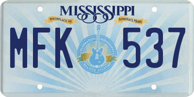 MS license plate MFK537