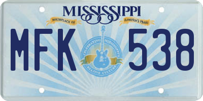MS license plate MFK538