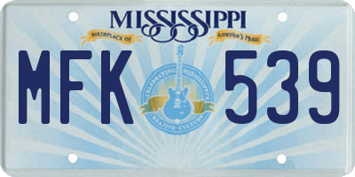 MS license plate MFK539
