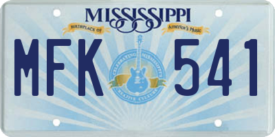 MS license plate MFK541