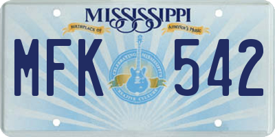 MS license plate MFK542