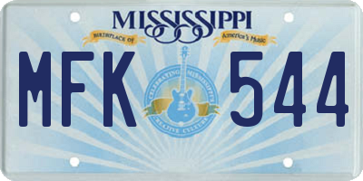 MS license plate MFK544