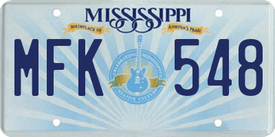 MS license plate MFK548