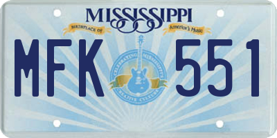 MS license plate MFK551