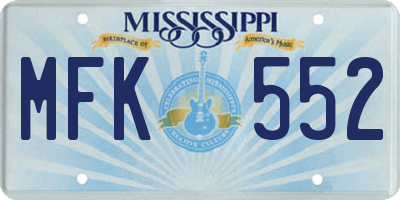 MS license plate MFK552
